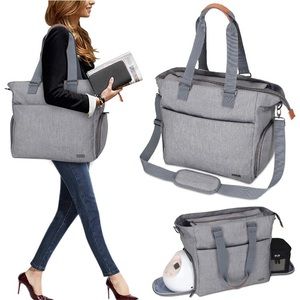 Luxja Gray Diaper and Breast Pump Bag NEW